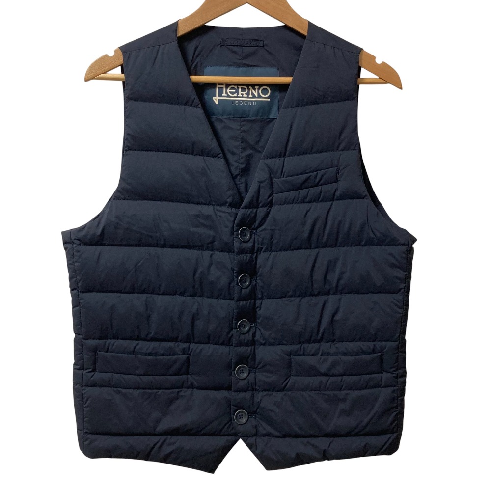 【中古】美品 HERNO ヘルノ レジェンド インナーダウンベスト サイズ48 ネイビー メンズ Luxs ブランド古着のリュクス