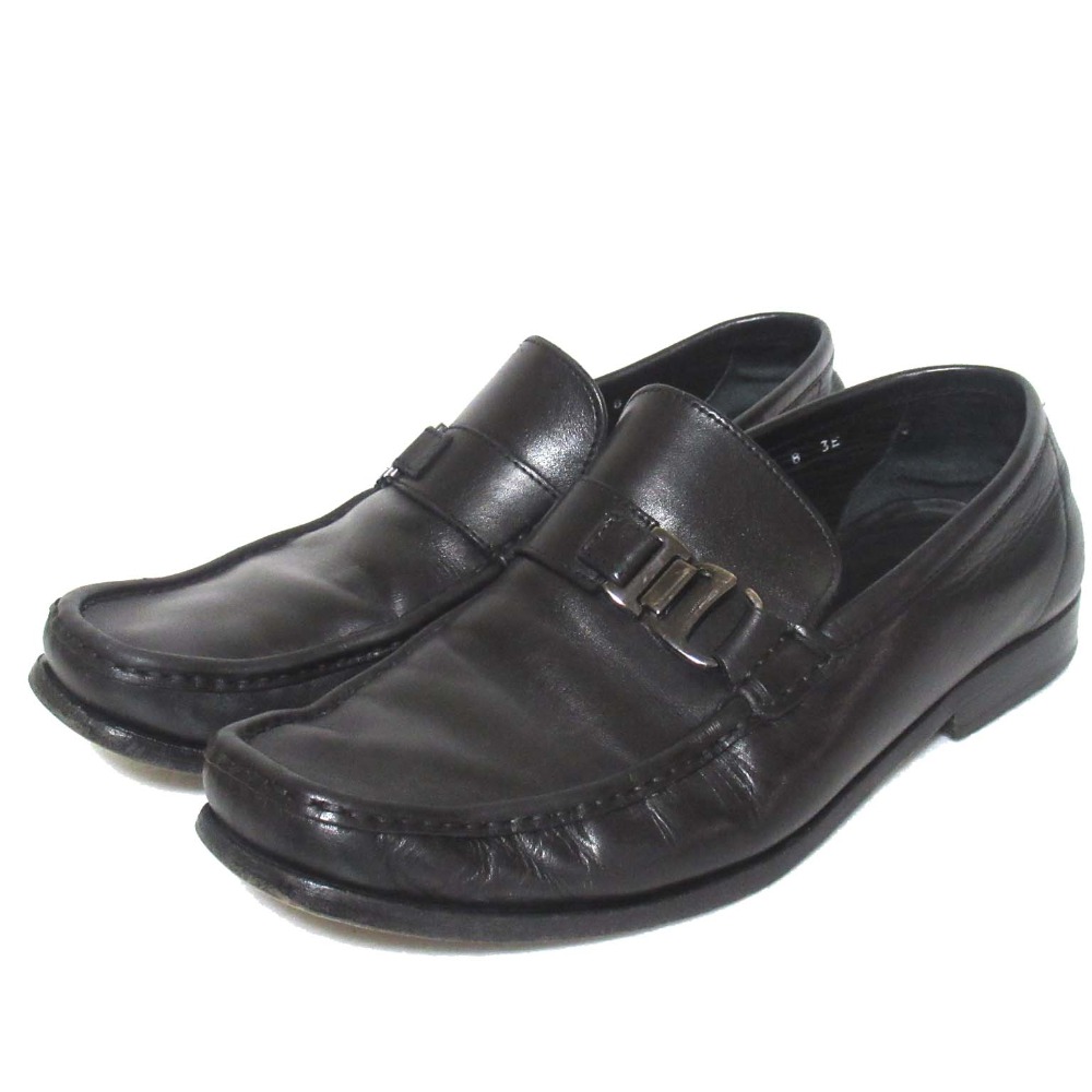【中古】美品 Salvatore Ferragamo サルヴァトーレフェラガモ ローファー シューズ 8EEE 26cm ブラック メンズ Luxs ブランド古着のリュクス