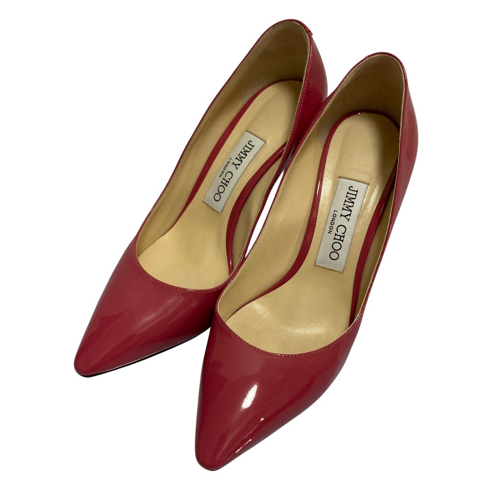 【中古】美品 JIMMY CHOO ジミーチュウ パテントレザー ポインテッドトゥパンプス サイズ36 約23cm ピンク レディース Luxs ブランド古着のリュクス