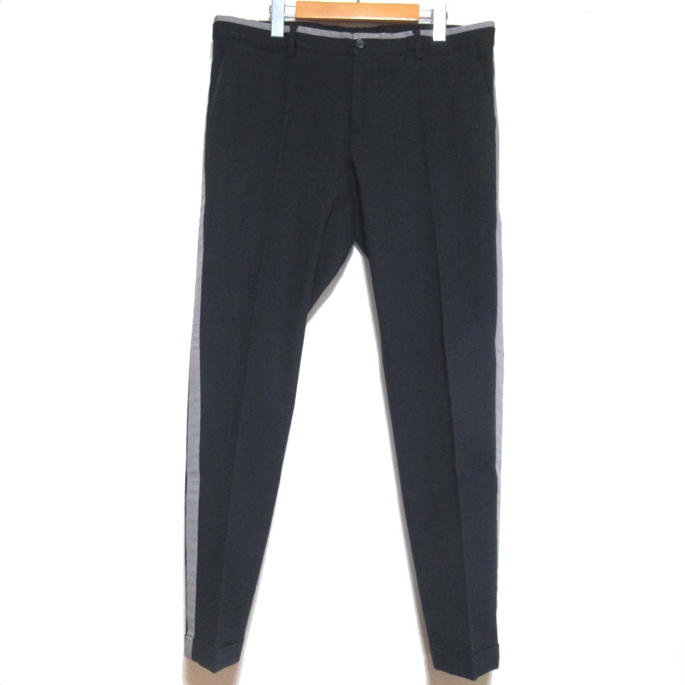 【中古】美品 DOLCE&GABBANA ドルチェ&ガッバーナ 側章 スラックスパンツ サイズ52 ネイビー×グレー メンズ Luxs ブランド古着のリュクス
