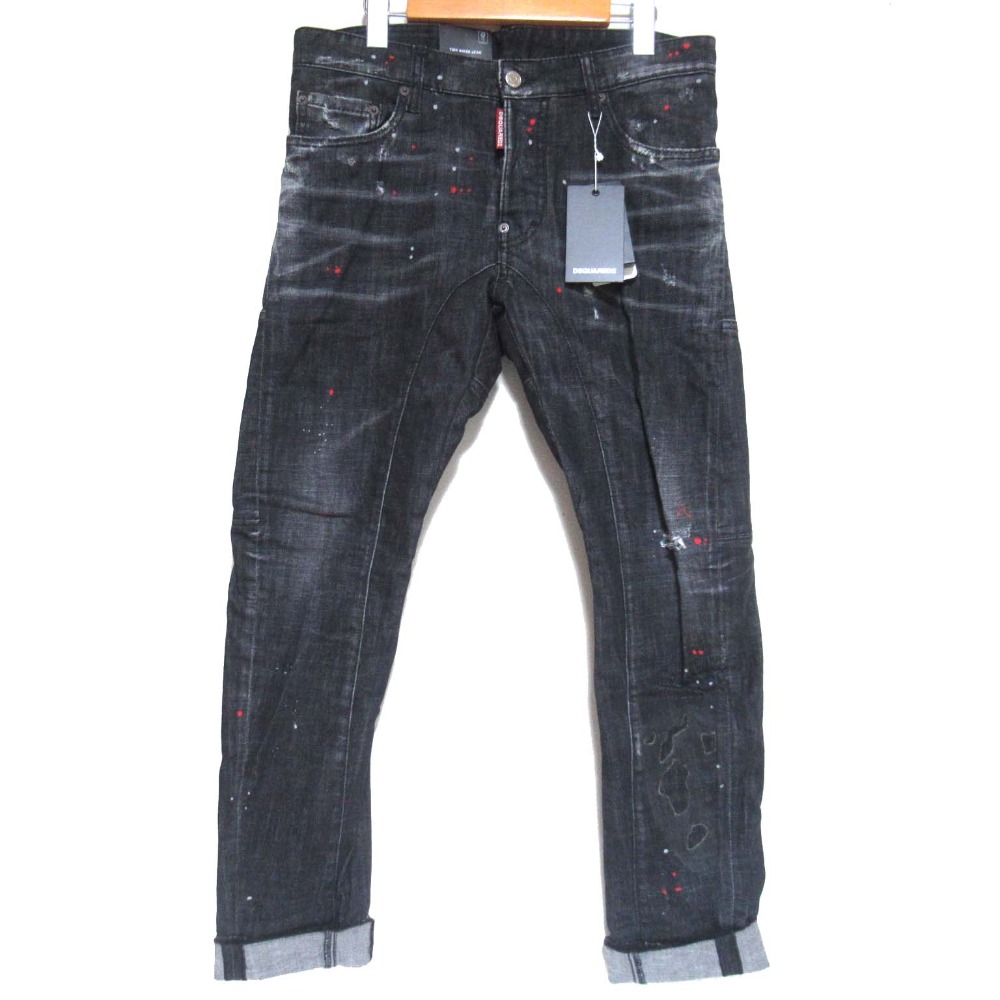 【中古】未使用 22AW DSQUARED2 ディースクエアード Tidy Biker Jean ダメージ加工 ジーンズ デニムパンツ サイズ46 ブラック メンズ Luxs ブランド古着のリュクス
