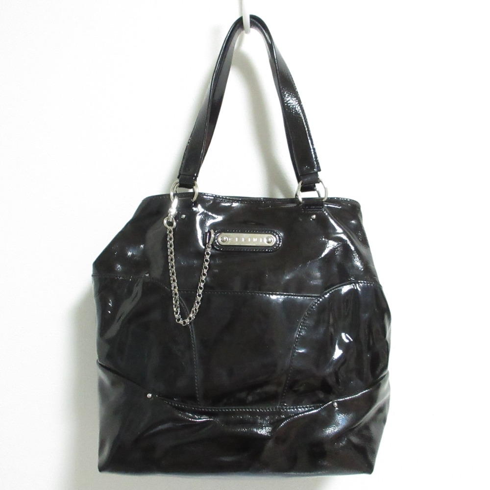【中古】良品 CELINE セリーヌ エナメル チェーン トートバッグ ブラック レディース Luxs ブランド古着のリュクス｜Luxs（ブランド古着のリュクス）
