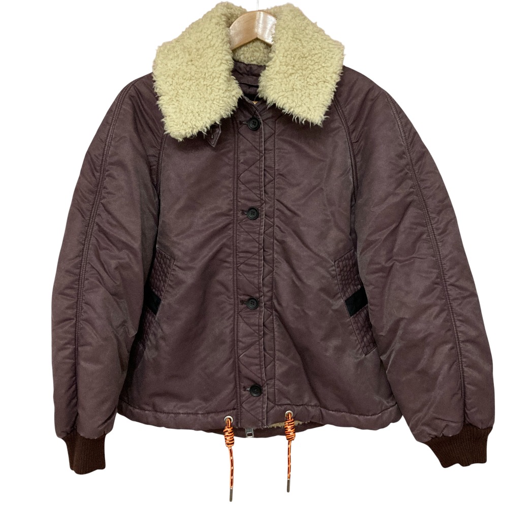 【中古】美品 DIESEL ディーゼル ヴィンテージ加工 ボアカラー 裏ボア フライトジャケット XXS パープル レディース Luxs ブランド古着のリュクス