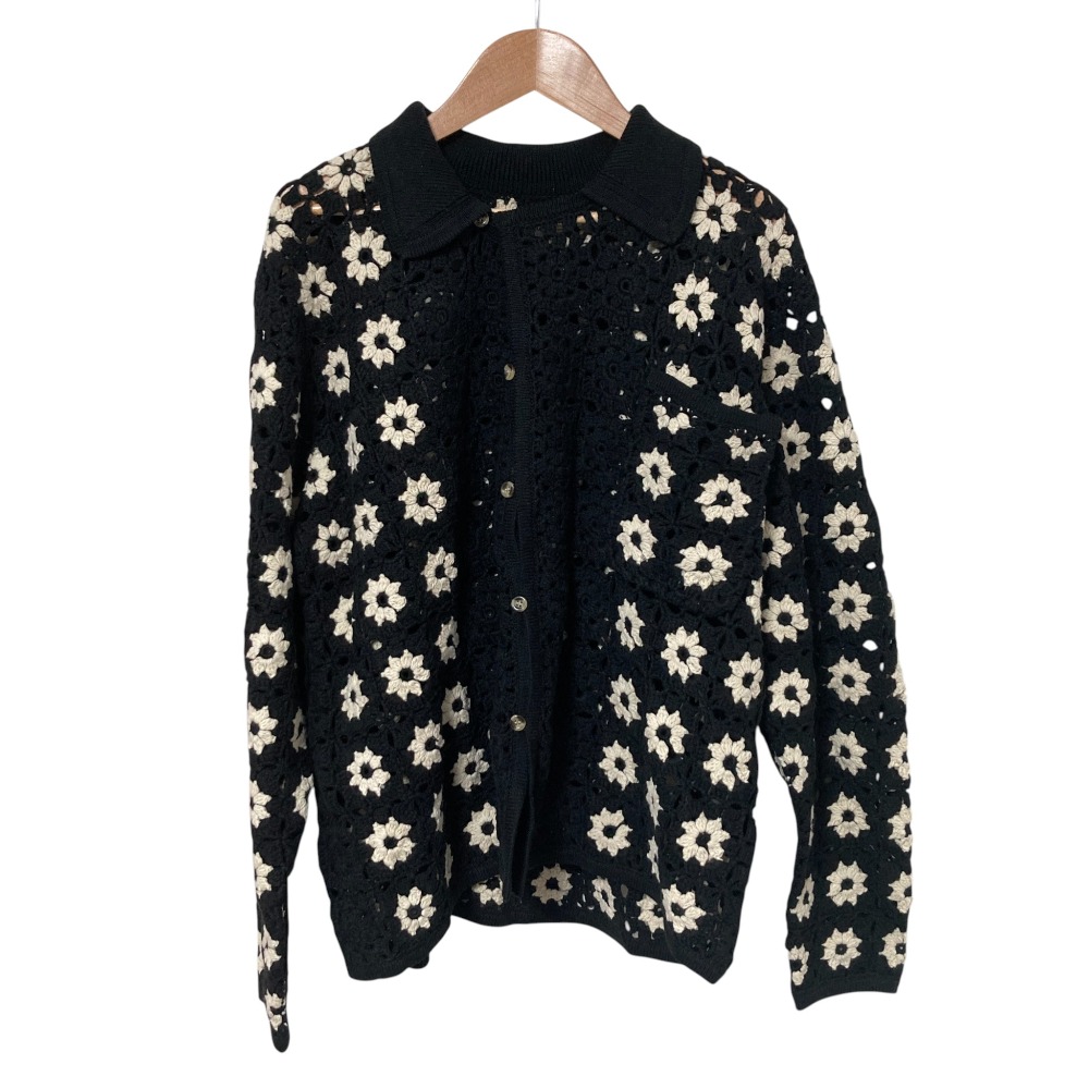 【中古】美品 JOURNAL STANDARD relume ジャーナルスタンダードレリューム CALIFORNIA ニットカーディガン サイズM ブラック×アイボリー レディース Luxs ブランド古着のリュクス