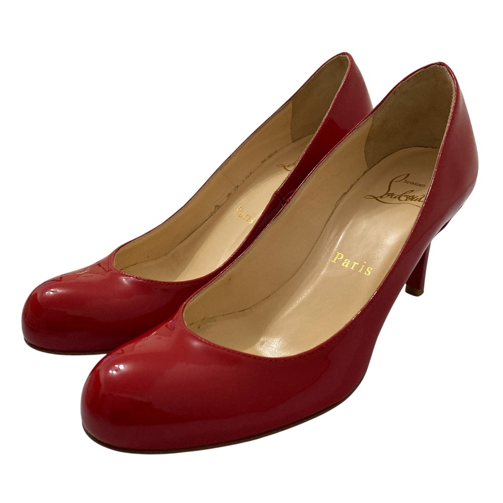 【中古】美品 Christian Louboutin クリスチャンルブタンパテントレザー パンプス サイズ34 レッド レディース Luxs ブランド古着のリュクス