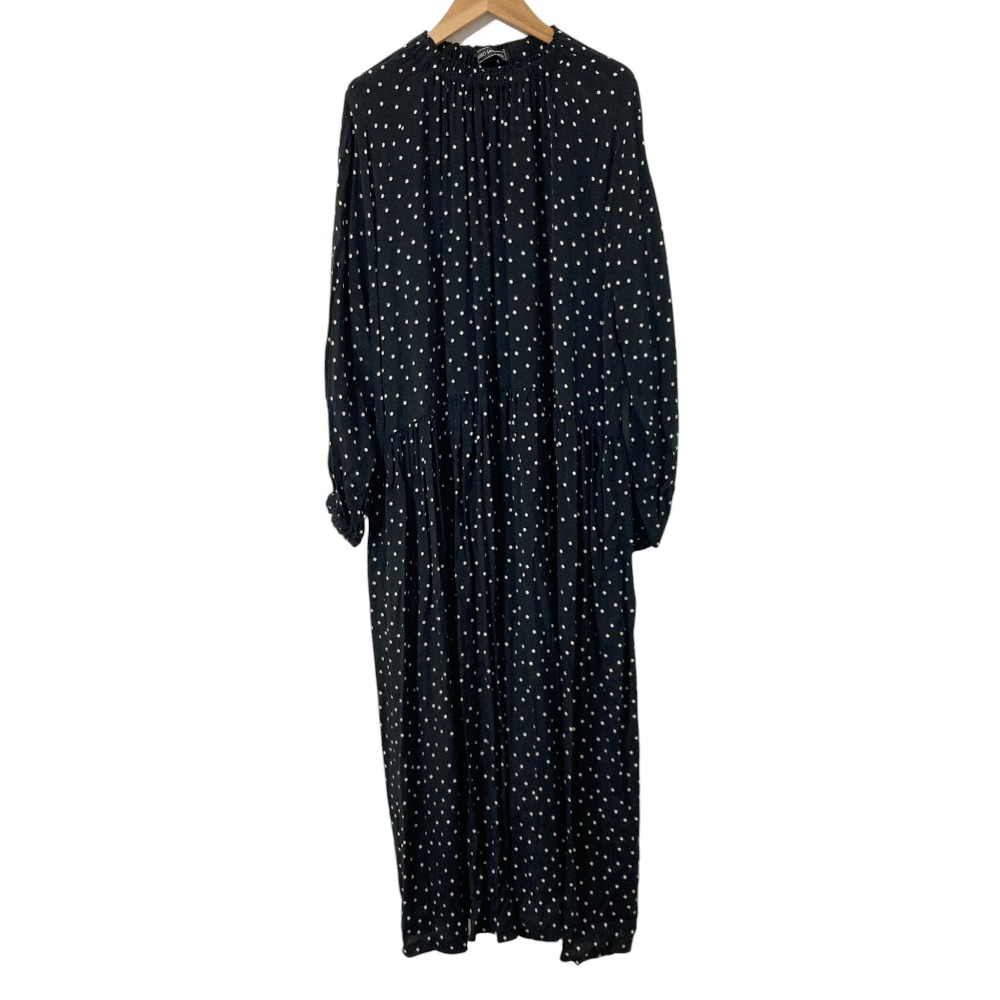 【中古】未使用 KUBO SAN MADE クボサンメイド ドットプリント ウエスト切替 ロングワンピース サイズF ブラック レディース Luxs ブランド古着のリュクス|Luxs(ブランド古着のリュクス)