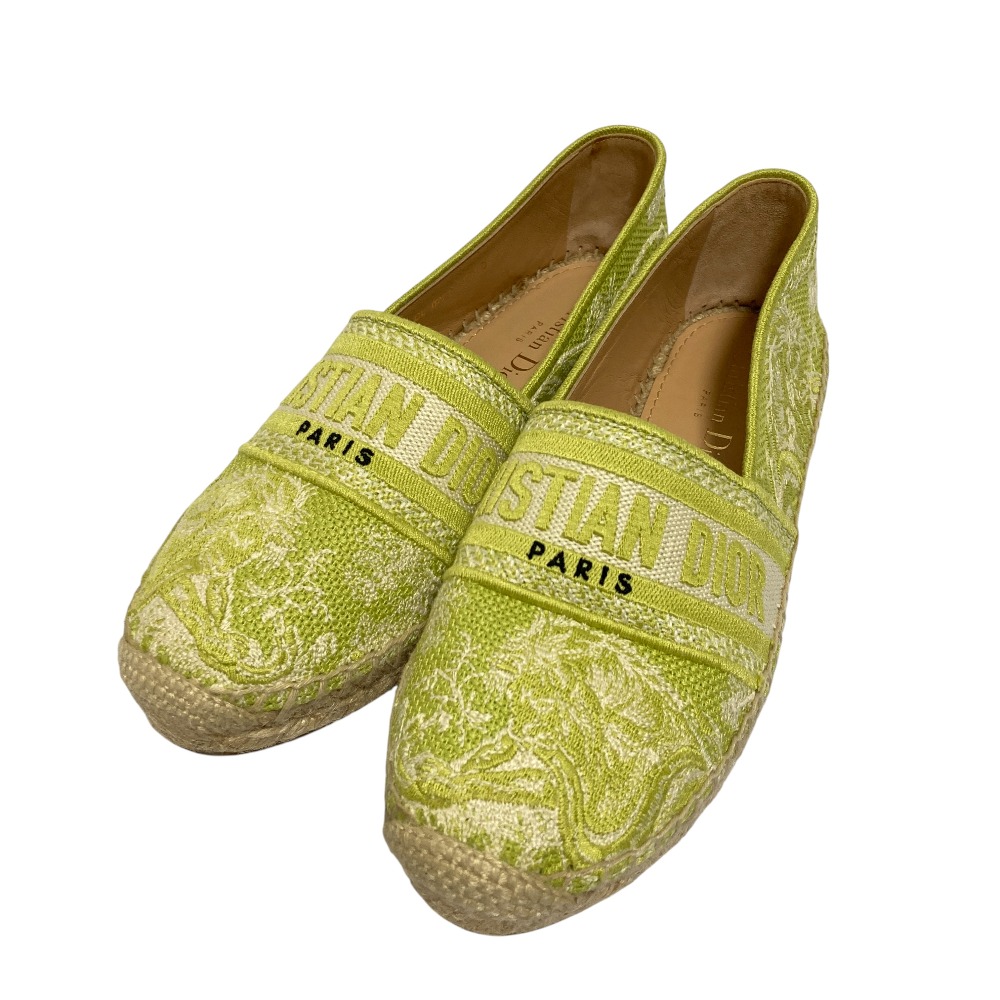 【中古】美品 Christian Dior クリスチャンディオール キャンバス エスパドリーユ スリッポン シューズ CL 0221 サイズ36 23cm相当 グリーン レディース Luxs ブランド古着のリュクス