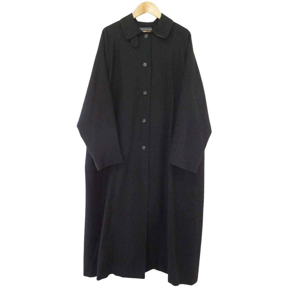 【中古】良品 KUBO SAN MADE クボサンメイド ウールコットン ステンカラーコート バルマカーンコート K-109 サイズF ブラック レディース Luxs ブランド古着のリュクス