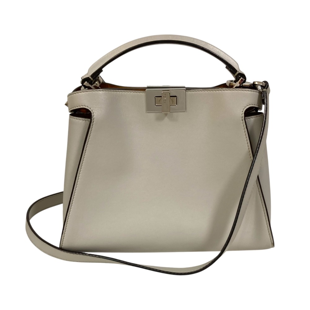 【中古】良品 FENDI フェンディ ピーカブー アイコニック エッセンシャリー 2way ハンドバッグ ショルダーバッグ 8BN302 グレー レディース Luxs ブランド古着のリュクス