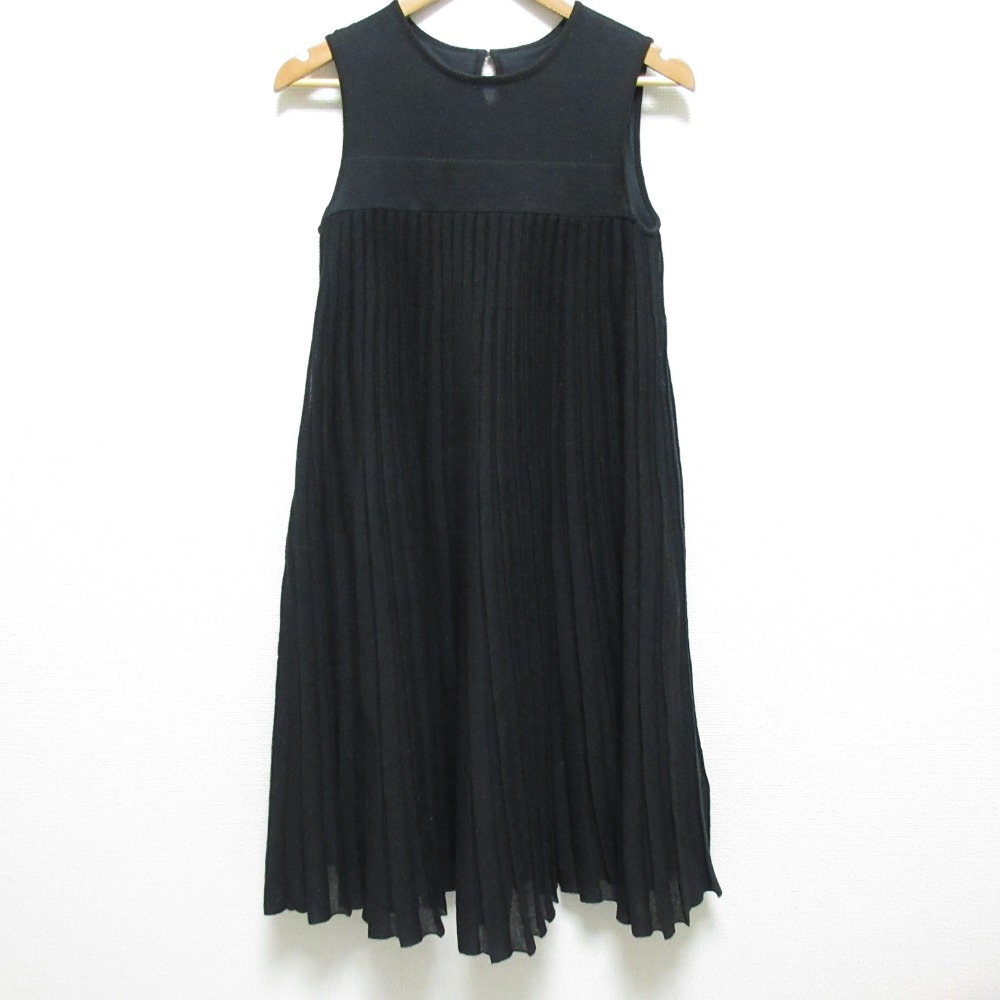 【中古】良品 FOXEY フォクシー プリーツ ニットワンピース 38639 サイズ38 ブラック レディース Luxs ブランド古着のリュクス