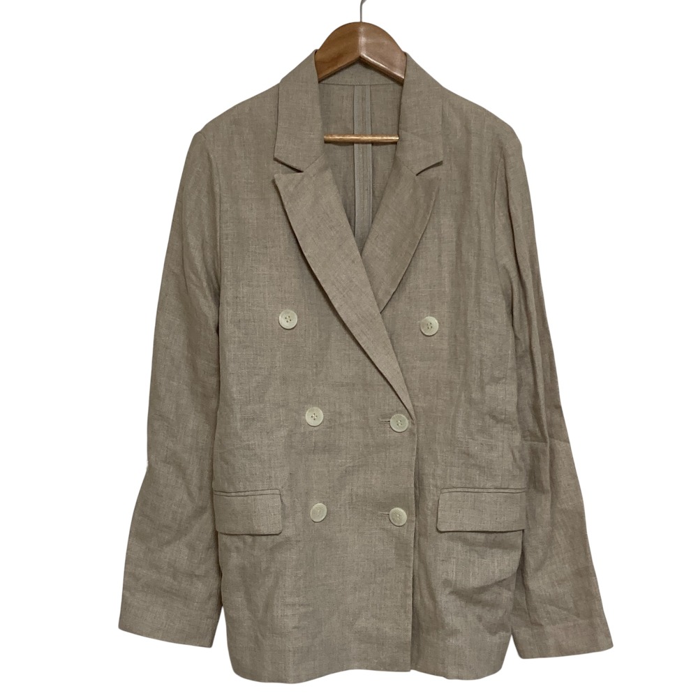 【中古】良品 25SS LOUNGEDRESS ラウンジドレス リネンピークドラペルジャケット サイズF ベージュ レディース Luxs ブランド古着のリュクス