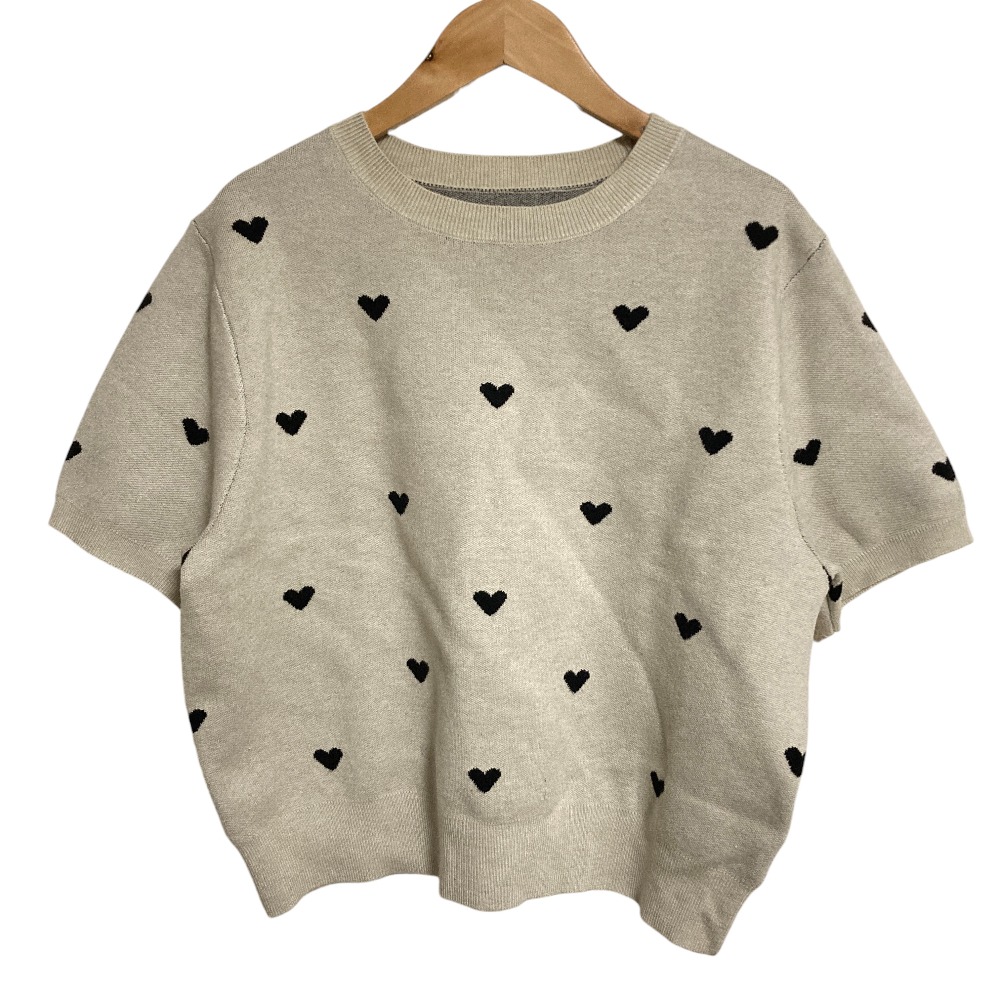 【中古】良品 BIRTHDAY BASH バースデーバッシュ HEART DOT KNIT TOPS ニット カットソー ベージュ レディース Luxs ブランド古着のリュクス