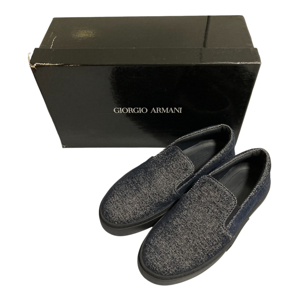【中古】未使用 GIORGIO ARMANI ジョルジオアルマーニ デニム ローカットスニーカー スリッポン サイズ6 25.0cm相当 インディゴ レディース Luxs ブランド古着のリュクス