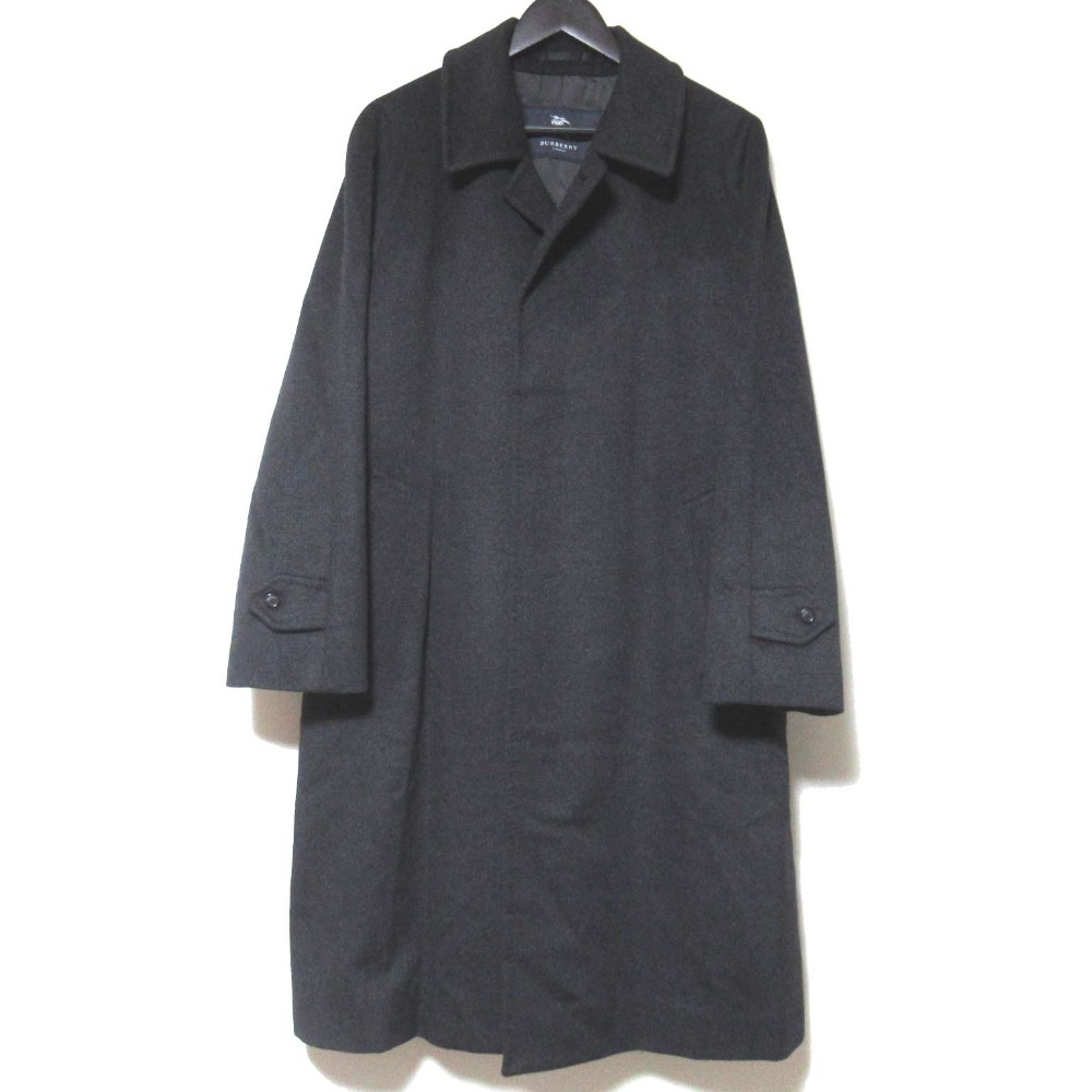 【中古】美品 BURBERRY LONDON バーバリーロンドン カシミヤ100％ シングル ステンカラーコート 92-170-5 チャコールグレー メンズ Luxs ブランド古着のリュクス