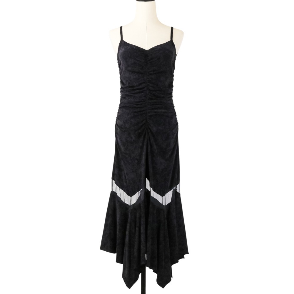 【中古】未使用 FETICO フェティコ STUDIOUS別注 VELOUR SHEER CUT HEM DRESS ベロア ドレスワンピース 125311106 サイズ1 ブラック レディース Luxs ブランド古着のリュクス