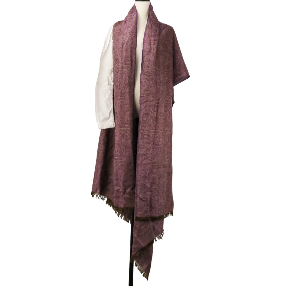【中古】良品 Dries Van Noten ドリスヴァンノッテン ライカ期 ペイズリー柄 ワンスリーブ大判ストール ショール 3455-1318 パープル レディース Luxs ブランド古着のリュクス