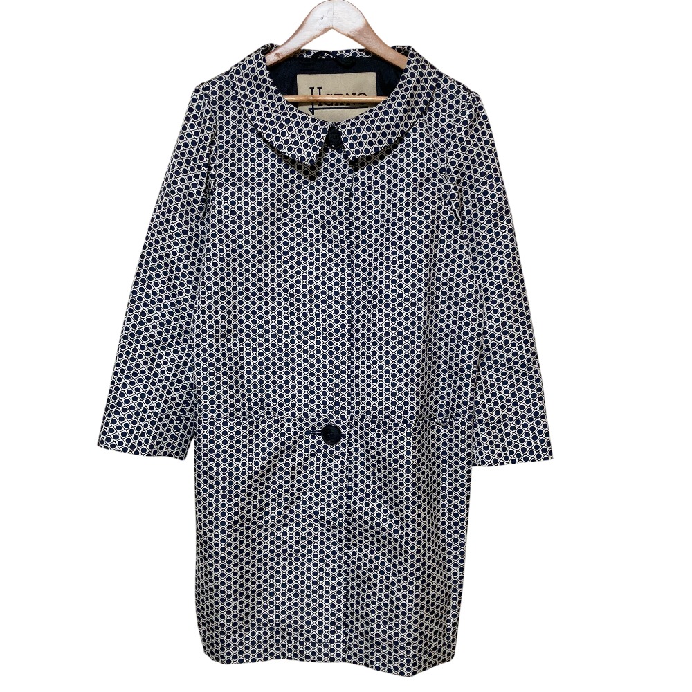 【楽天市場】【中古】美品 HERNO ヘルノ 総柄 ステンカラーコート 44 ネイビー レディース Luxs ブランド古着のリュクス：Luxs ...