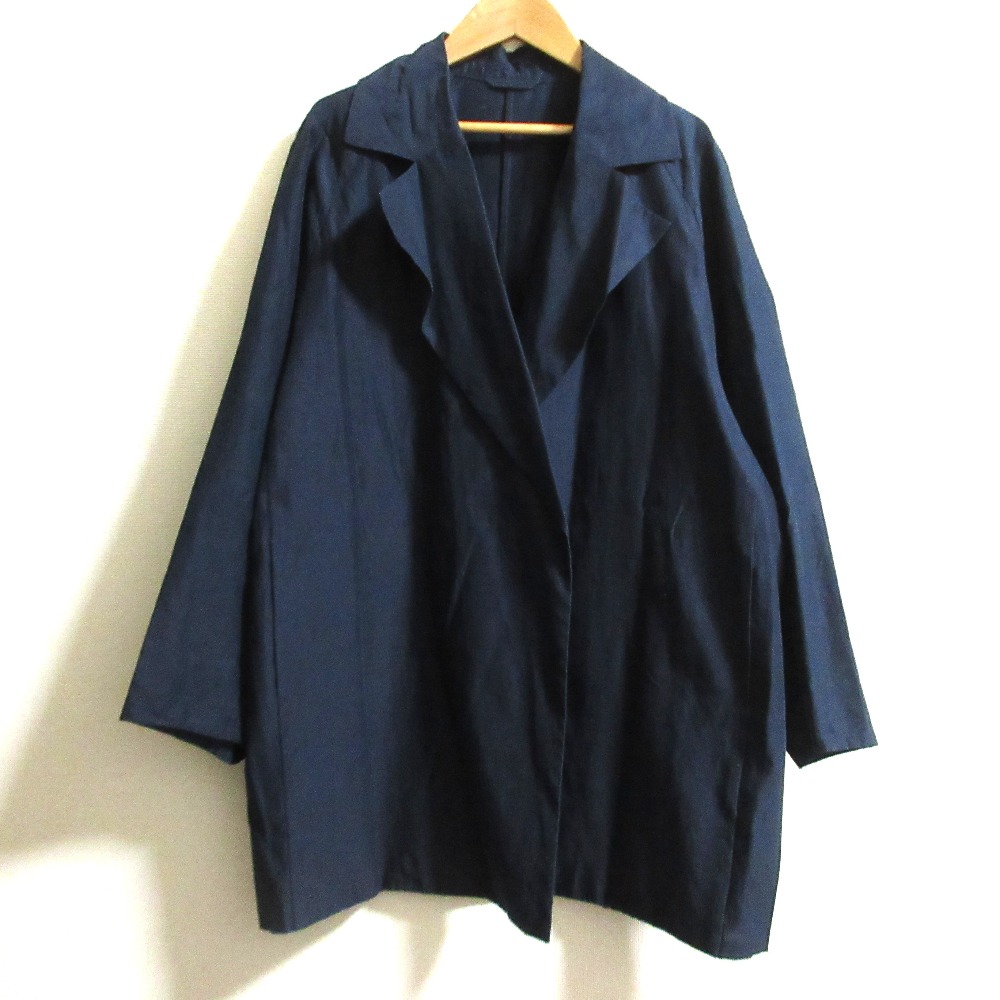 【中古】良品 Drawer ドゥロワー コットンシルク オーバーサイズ ジャケット 6525-234-0891 サイズ36 ネイビー レディース Luxs ブランド古着のリュクス|Luxs(ブランド古着のリュクス)