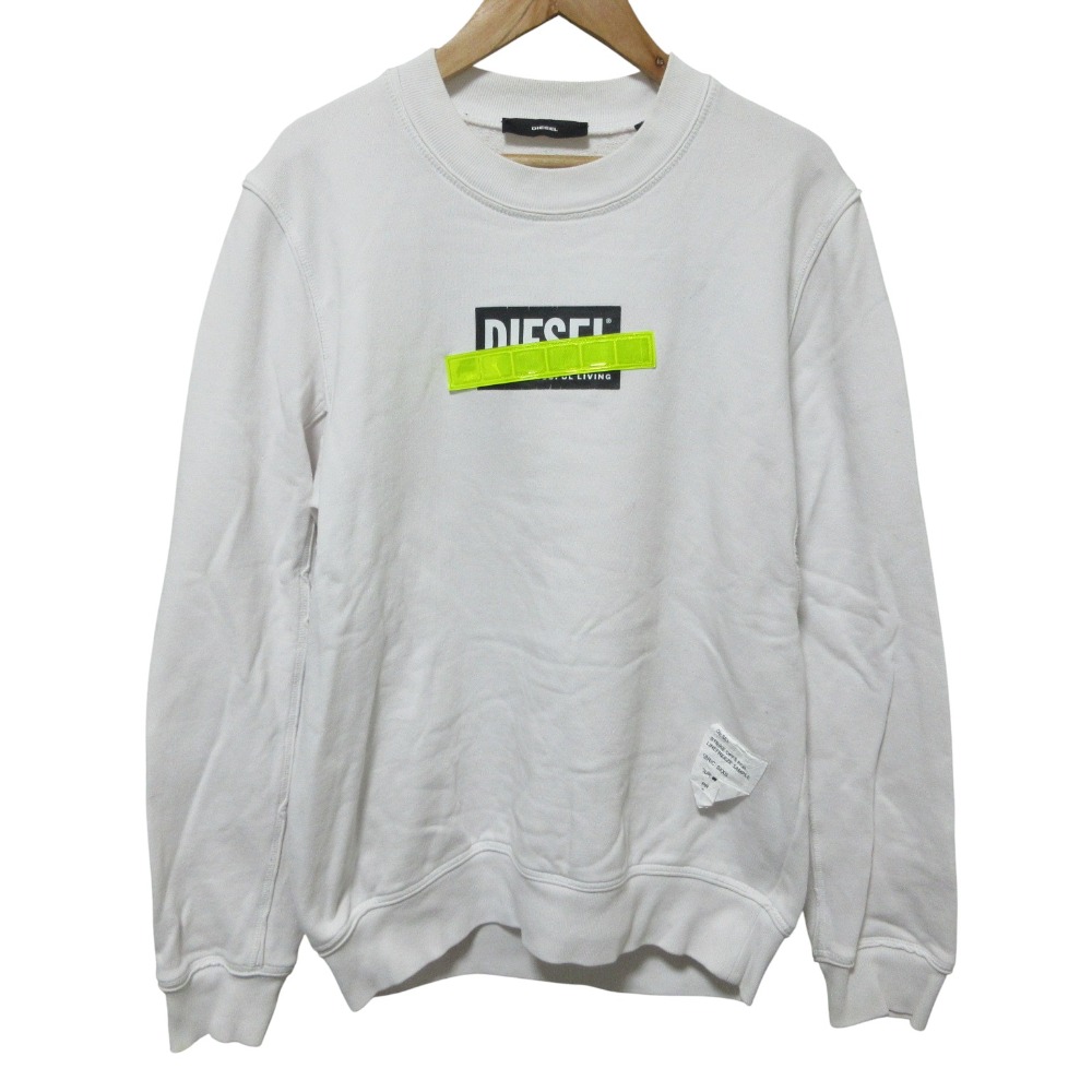 【中古】良品 DIESEL ディーゼル ボックスロゴ スウェット トレーナー カットソー XS ホワイト メンズ Luxs ブランド古着のリュクス