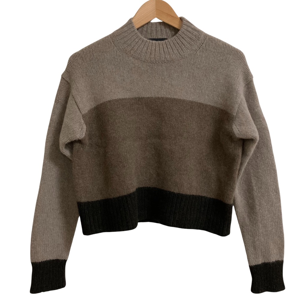 【中古】美品 24AW Theory セオリー FELTED WOOL CASH ショート丈 長袖 ニットセーター サイズS ブラウン レディース Luxs ブランド古着のリュクス|Luxs(ブランド古着のリュクス)