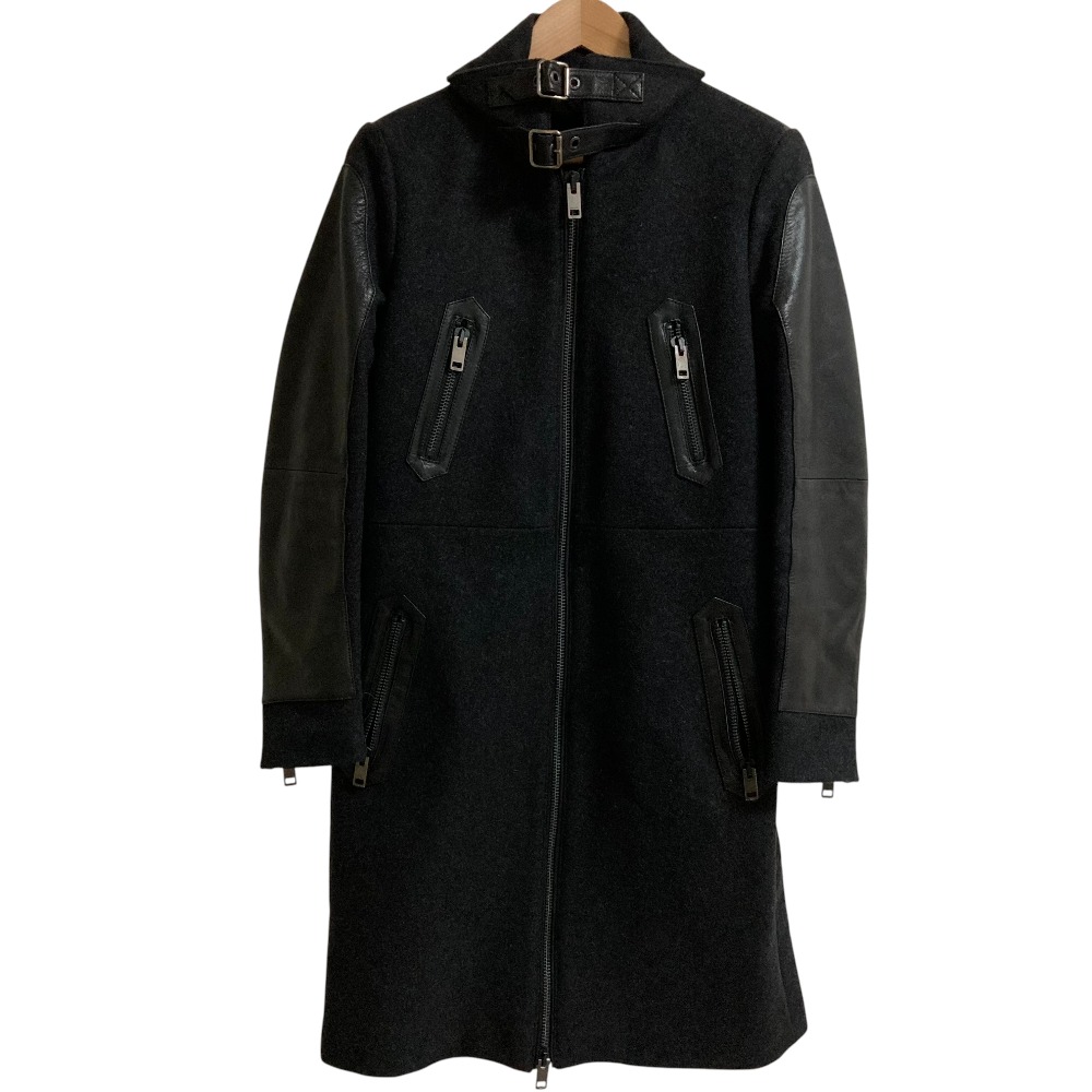 【中古】美品 DIESEL ディーゼル レザー コンビ メルトン ライダース コート サイズXS ブラック レディース Luxs ブランド古着のリュクス