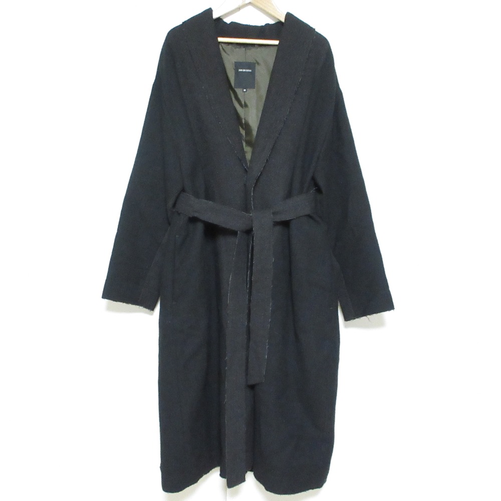 【中古】美品 pas de calais パドカレ ウール ベルテッド ロングコート 9234-720 サイズ36 ブラック レディース Luxs ブランド古着のリュクス