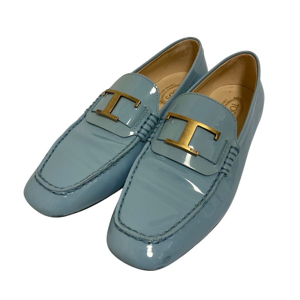 【中古】 TOD'S トッズ タイムレス エナメル ローファー サイズ36 23cm相当 ライトブルー レディース Luxs ブランド古着のリュクス