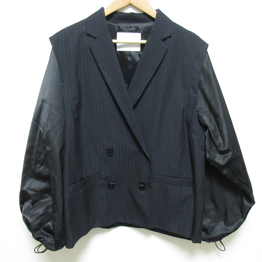 【中古】美品 24AW RIM ARK リムアーク コンビネーション ダブルブレステッドジャケット サイズFREE ブラック レディース Luxs ブランド古着のリュクス