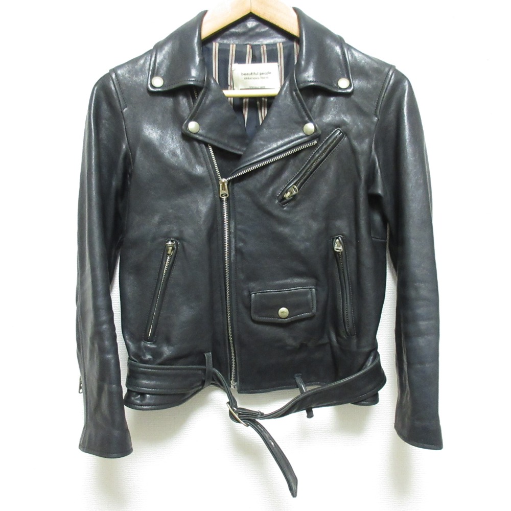 【中古】 beautiful people ビューティフルピープル PARIGOT 別注 キッズライダースジャケット サイズ140 ブラック レディース Luxs ブランド古着のリュクス