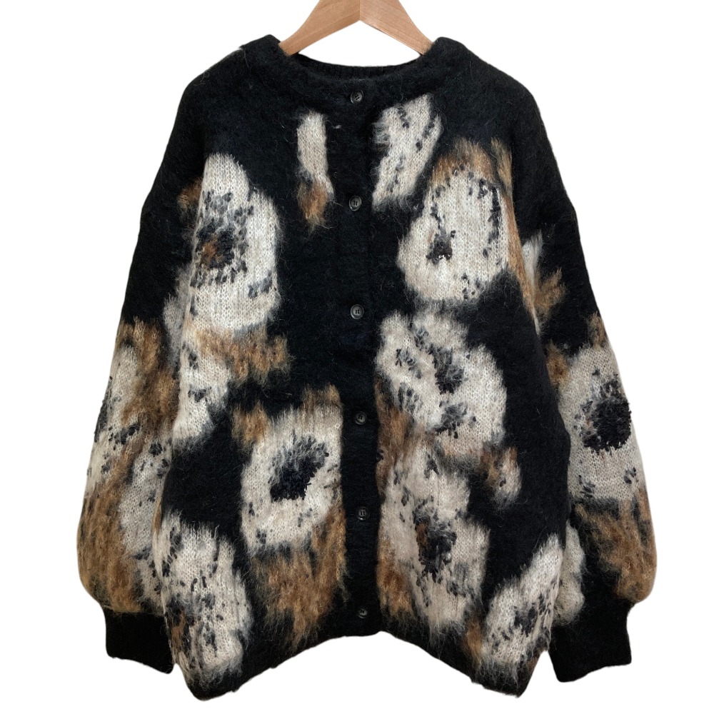 【中古】美品 23AW Ameli アメリ VERONICAJACQUARDKNIT カーディガン 01320170880 サイズF ブラック レディース Luxs ブランド古着のリュクス