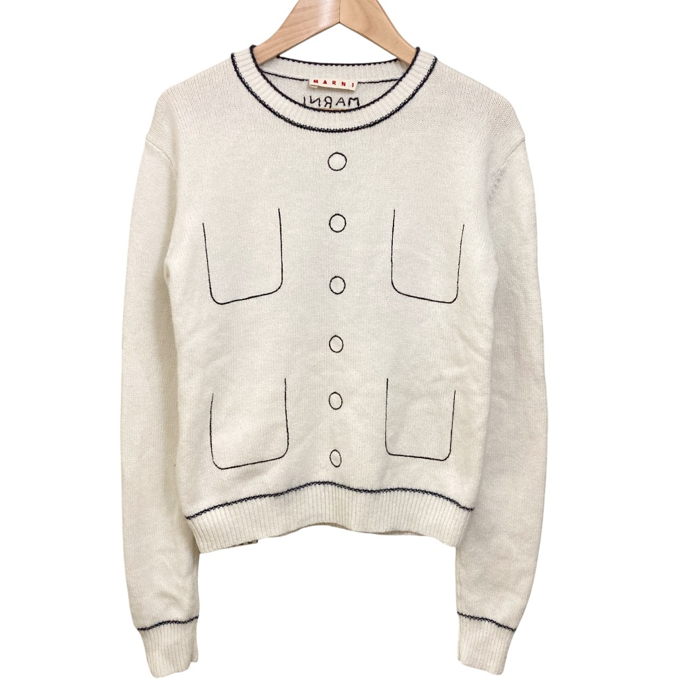 【中古】美品 MARNI マルニ キッズ カシミヤブレンド ウール ニット セーター キッズサイズ14 ホワイト キッズ Luxs ブランド古着のリュクス