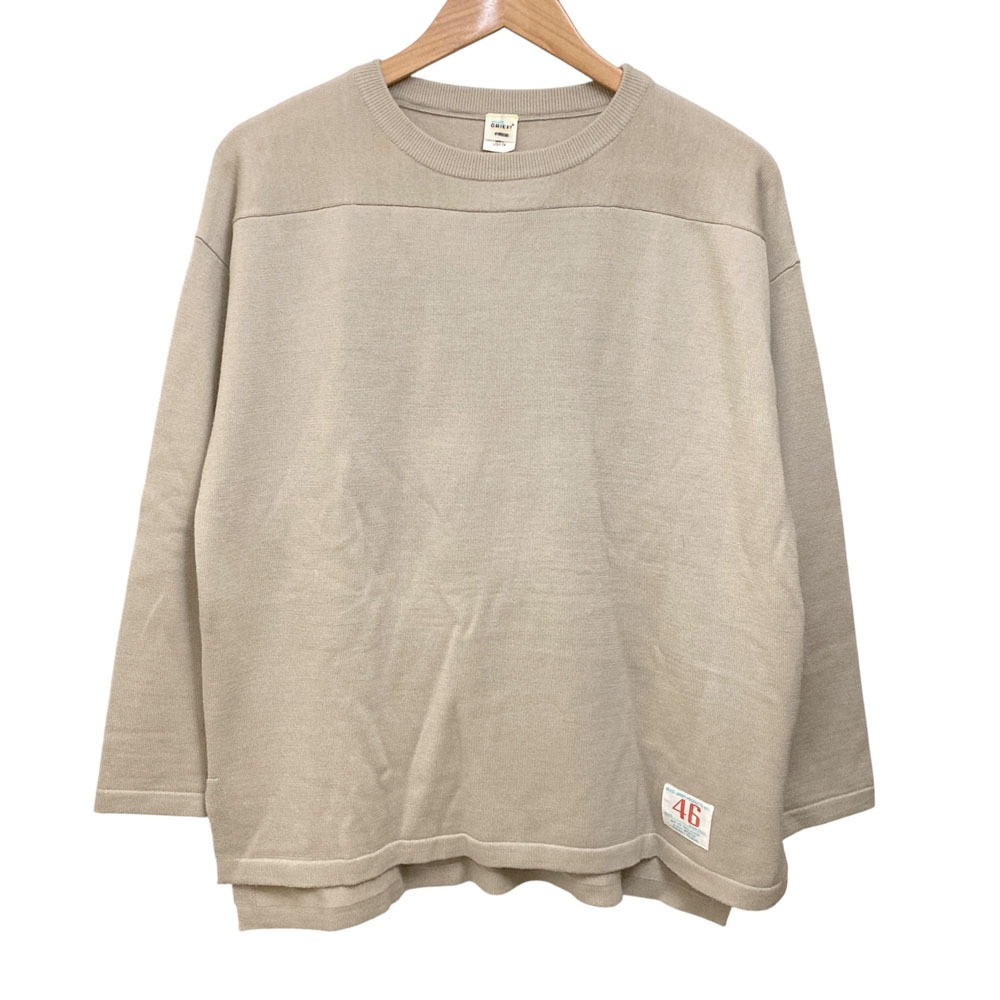 【中古】美品 GOOD GRIEF グッドグリーフ フットボール ニットカットソー プルオーバー サイズF ベージュ レディース Luxs ブランド古着のリュクス
