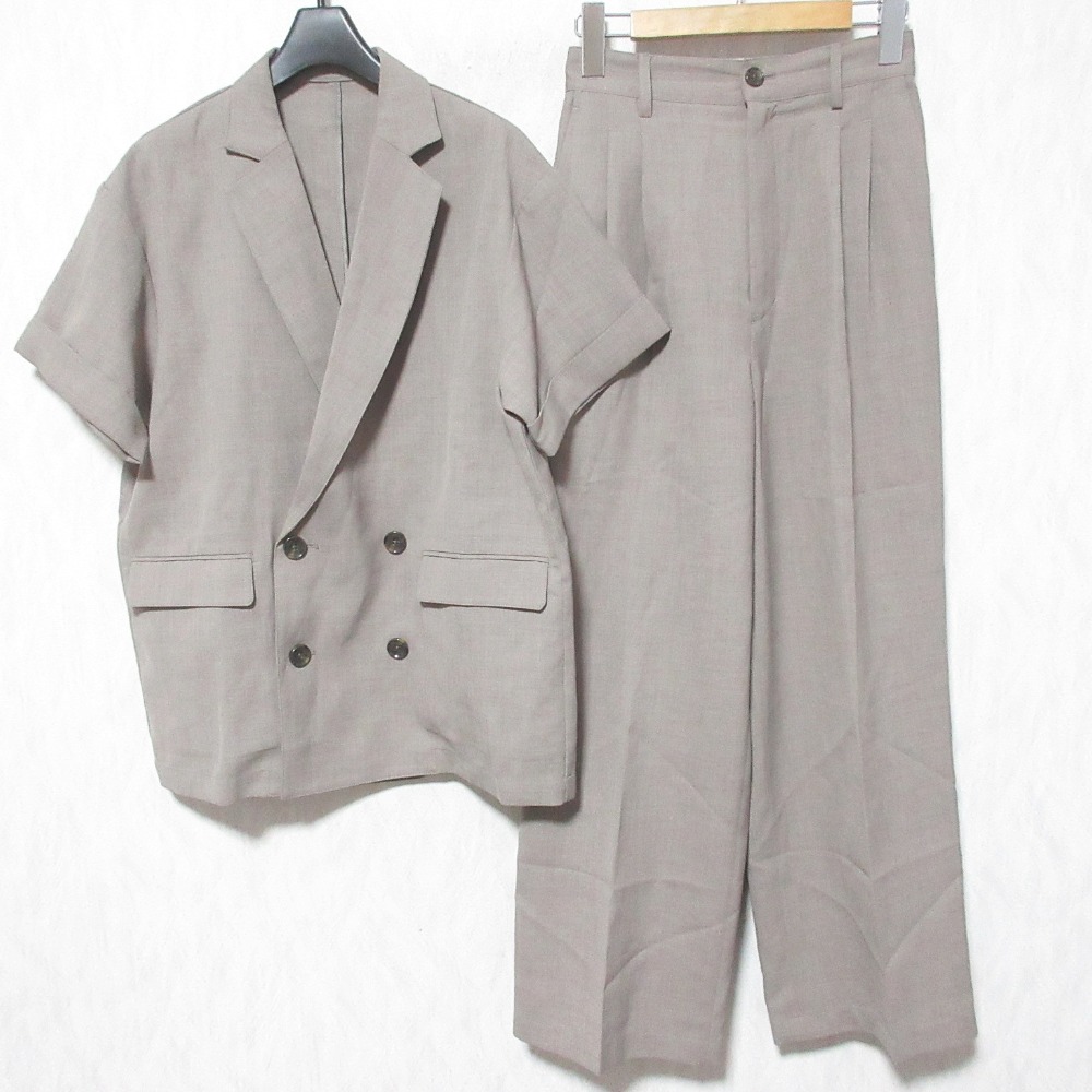 【中古】美品 25SS FREAK'S STORE フリークスストア 接触冷感/UV リネンタッチ ショートスリーブ ジャケットセットアップ S グレー レディース Luxs ブランド古着のリュクス
