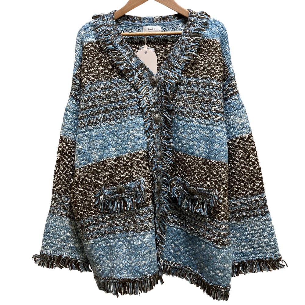 【中古】未使用 25AW Darich ダーリッチ ツイードボーダーニットカーディガン 112531036 サイズF サックス レディース Luxs ブランド古着のリュクス
