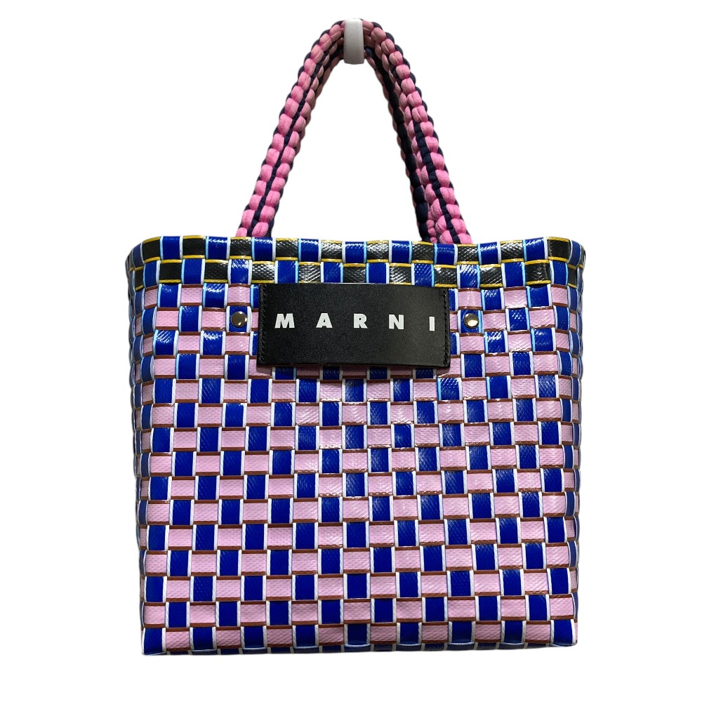【中古】美品 MARNI ジャージーハンドルバスケット トートバッグ ブルーローズ レディース Luxs ブランド古着のリュクス