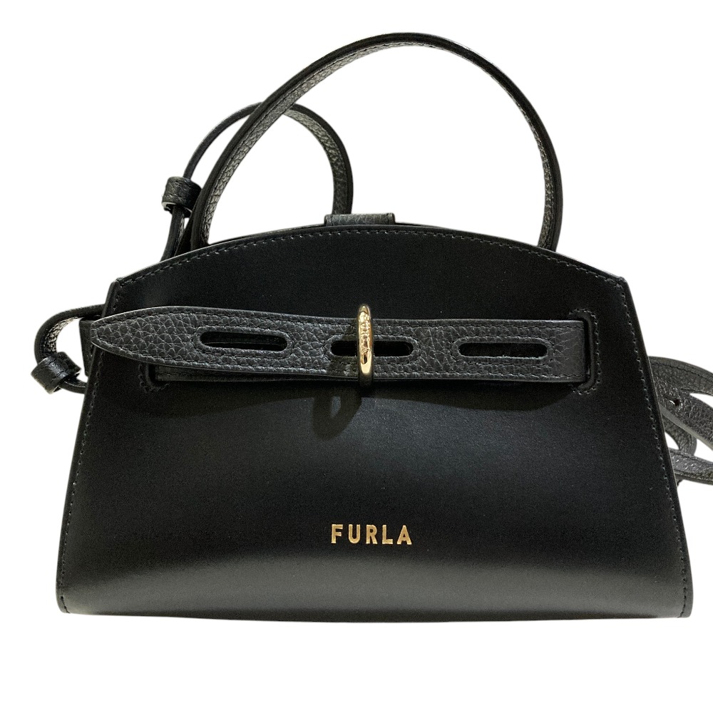 【中古】新品同様 FURLA フルラ マルゲリータミニ 2WAY ショルダーバッグ ブラック レディース Luxs ブランド古着のリュクス