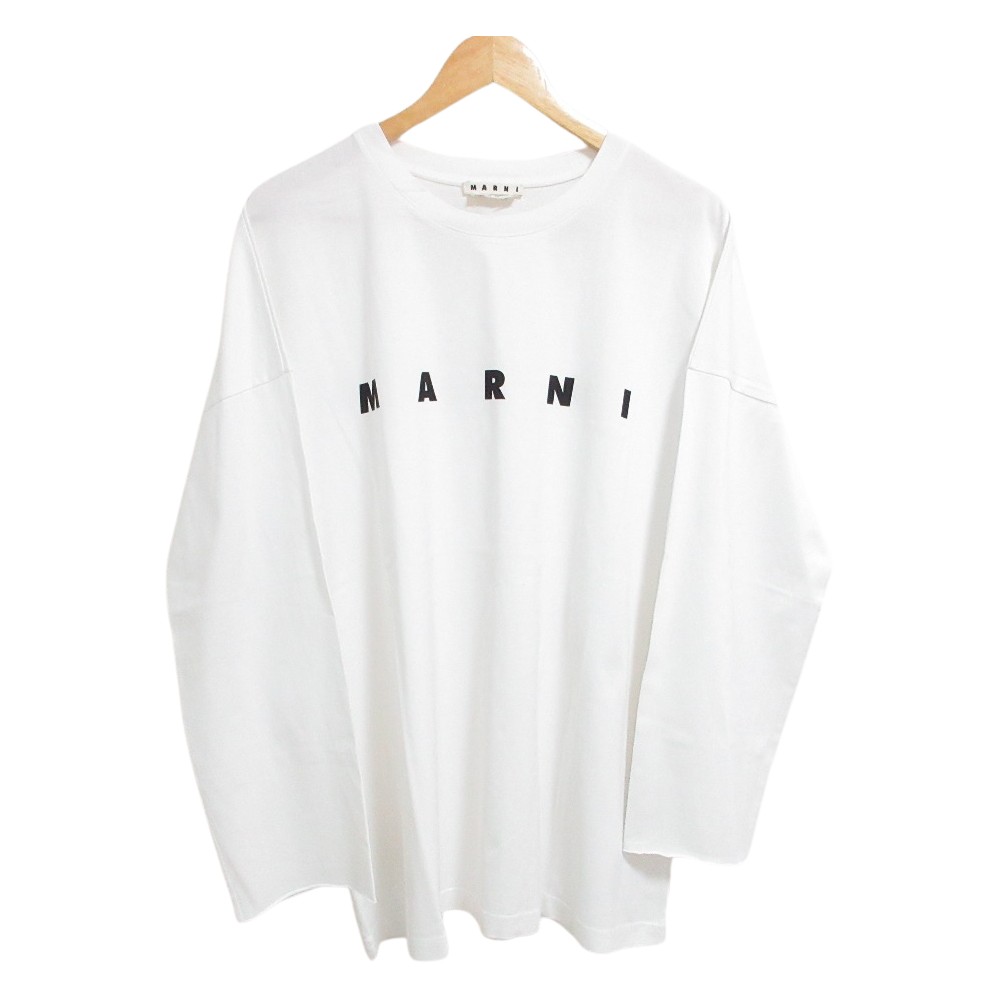 【中古】良品 MARNI マルニ ロゴプリント 長袖 Tシャツ HUMU0169P0 52サイズ ホワイト メンズ Luxs ブランド古着のリュクス