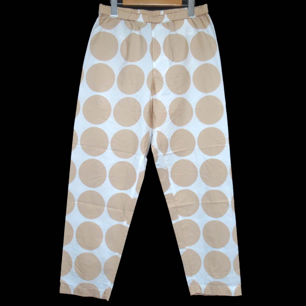 【中古】美品 COMME des GARCONS HOMME PLUS コムデギャルソンオムプリュス AD2001 ドット柄 イージー テーパードパンツ M ホワイト×ベージュ メンズ Luxs ブランド古着のリュクス