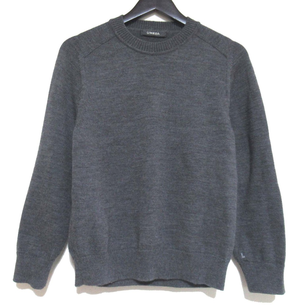 【中古】美品 UMEDA ウメダ 長袖 クルーネック ニット セーター UMD-07-2201 XSサイズ グレー レディース Luxs ブランド古着のリュクス