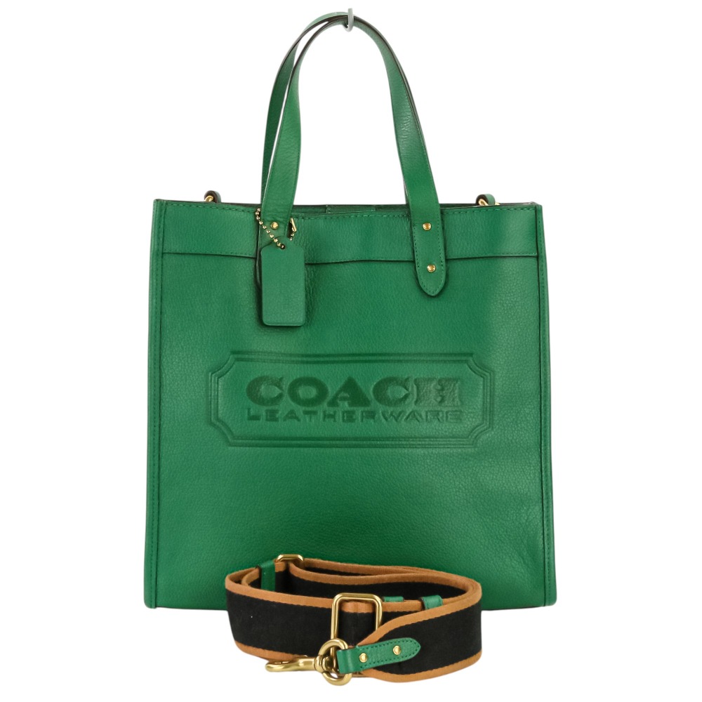 【中古】美品 COACH コーチ フィールド トート ウィズ コーチ バッジ 2WAY トートバッグ C2781 グリーン レディース Luxs ブランド古着のリュクス