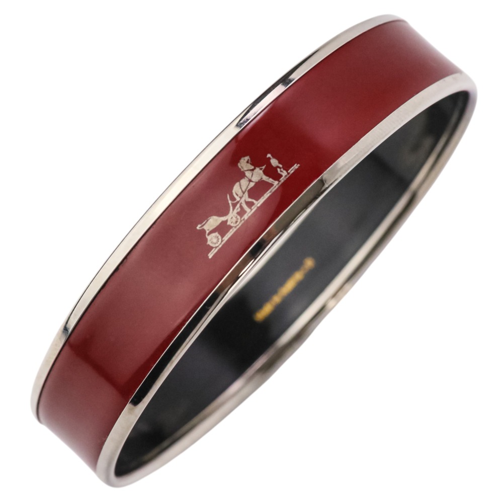 【中古】美品 HERMES エルメス Email bangle PM 七宝焼き エマイユ バングル ブレスレット ワインレッド レディース Luxs ブランド古着のリュクス