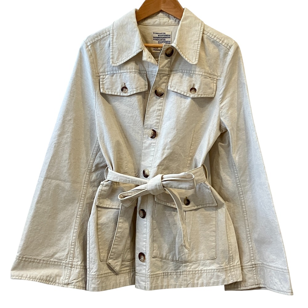 【中古】良品 BAUM UND PFERDGARTEN バウムウンドヘルガーデン ベルテッド コットン サファリジャケット 36 オフホワイト レディース Luxs ブランド古着のリュクス