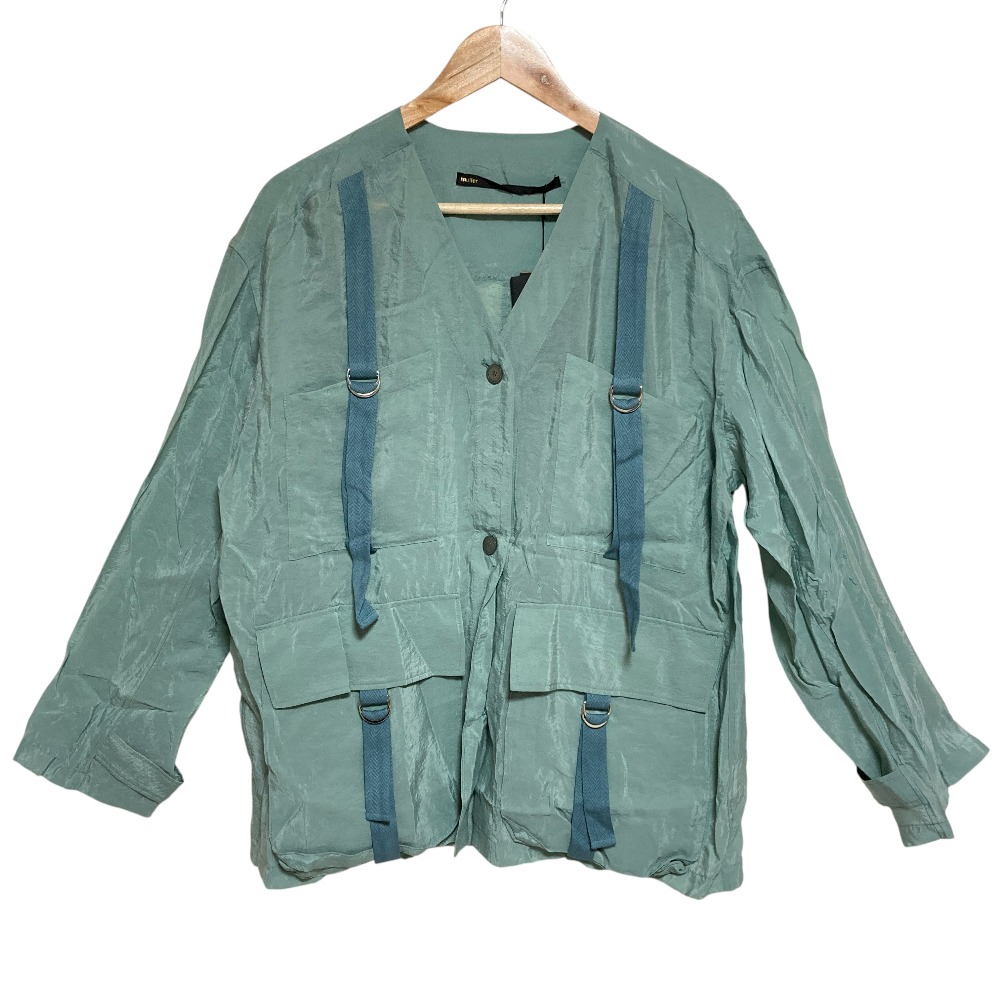 【中古】未使用 muller of yoshiokubo ミュラーオブヨシオクボ ベルトシャツジャケット MLS19701 サイズ36 ブルー レディース Luxs ブランド古着のリュクス