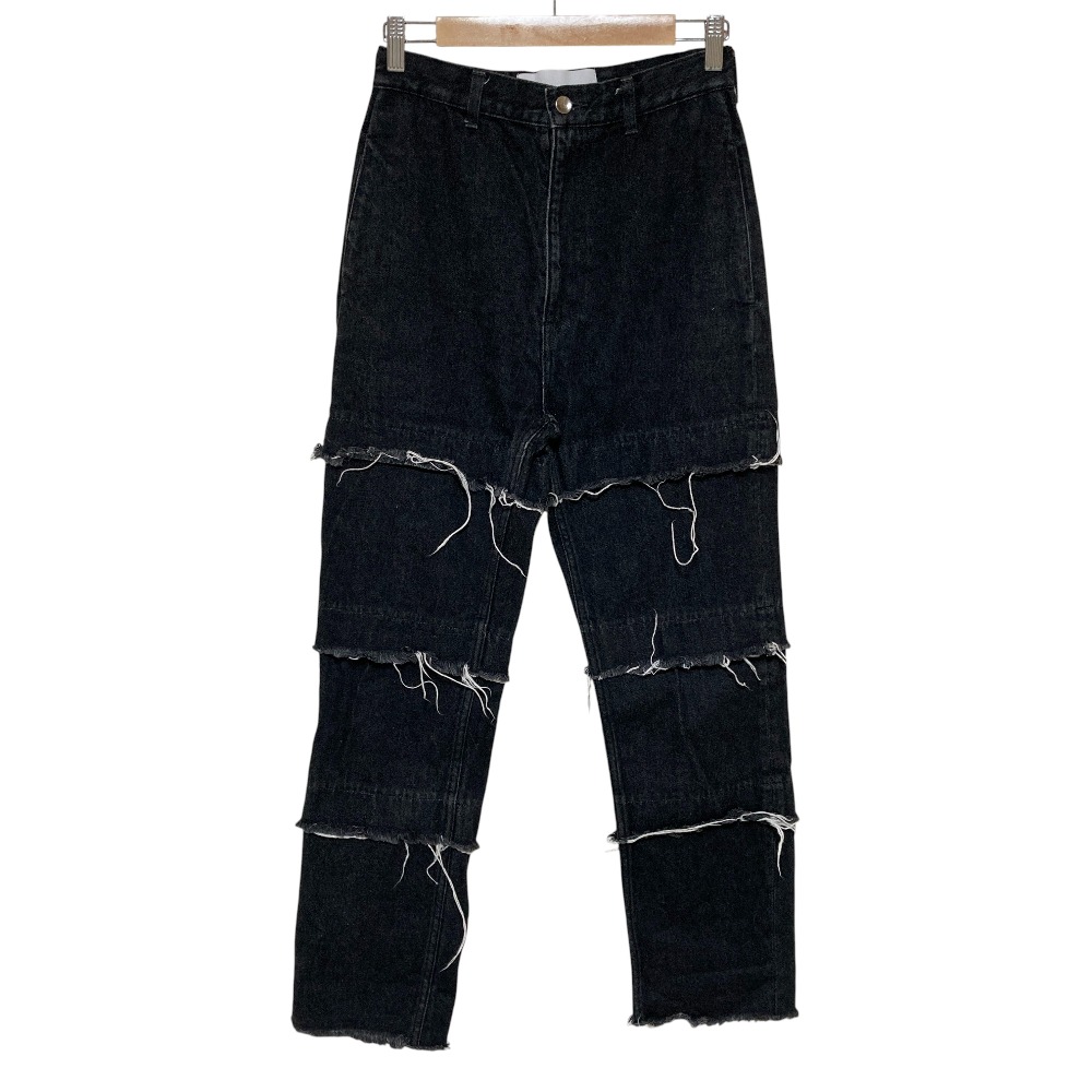 【中古】美品 LIVINGTONE リヴィントーン RONデニムパンツ LT-RON-02 サイズ38 ブラック レディース Luxs ブランド古着のリュクス
