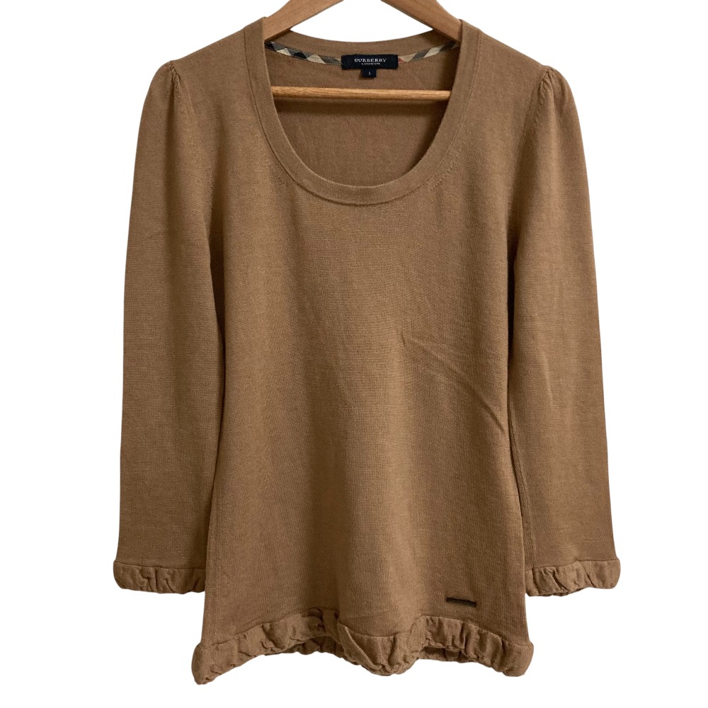 【中古】美品 BURBERRY バーバリー カシミヤブレンド ウール ニット セーター サイズ1 ベージュ レディース Luxs ブランド古着のリュクス