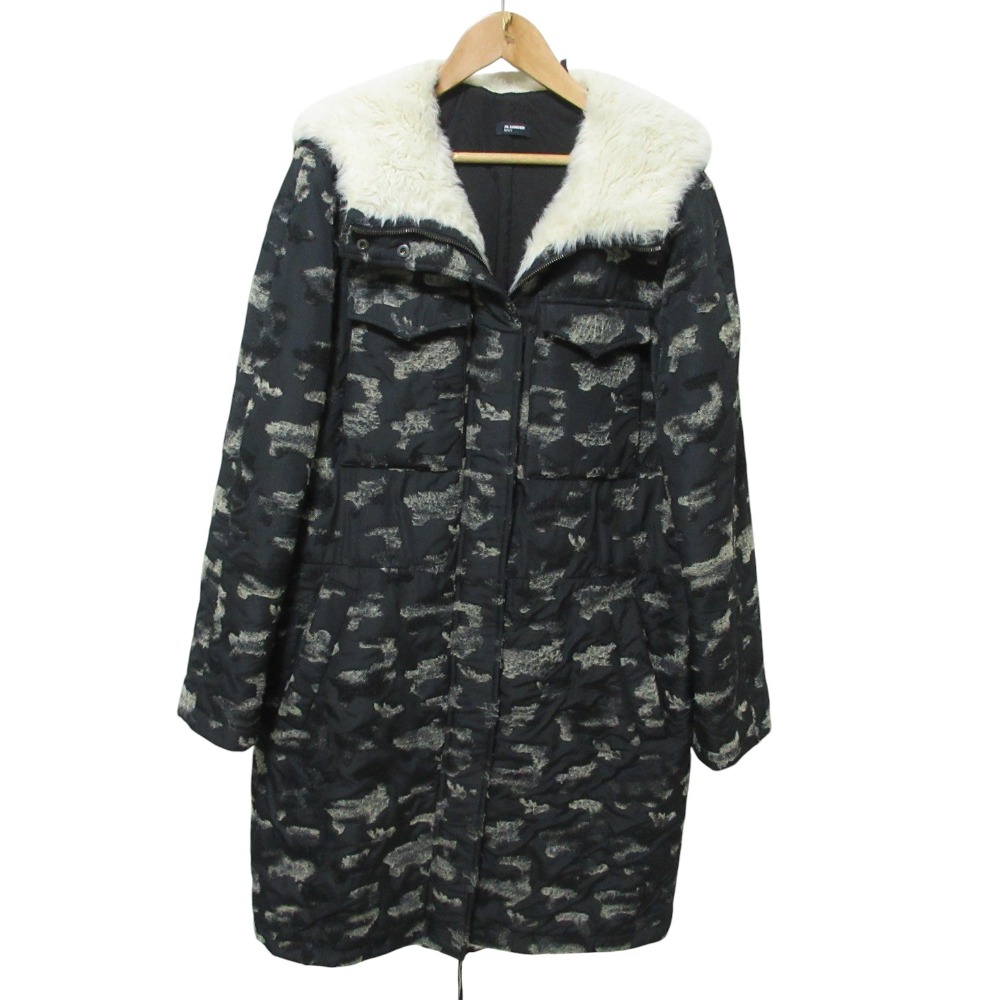 【中古】良品 JIL SANDER NAVY ジルサンダーネイビー フード付きコート 38 ブラック レディース Luxs ブランド古着のリュクス