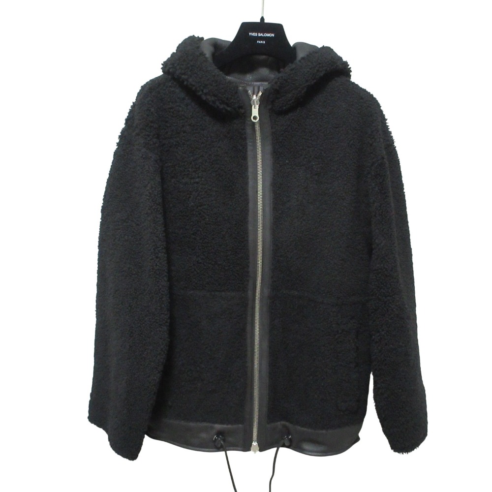 【中古】美品 22AW Yves Salomon イヴサロモン リバーシブル ムートンコート ジャケット 22WYV64567MRMX 36 ブラック レディース Luxs ブランド古着のリュクス