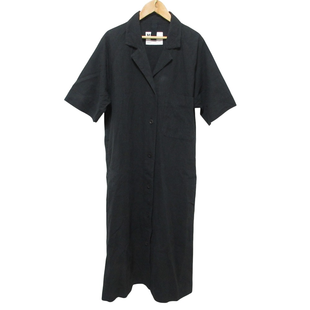 【中古】良品 24SS MHL. エムエイチエル マーガレットハウエル LINEN COTTON PLAINWEAVE リネン ロング シャツワンピース 1 ブラック レディース Luxs ブランド古着のリュクス｜Luxs（ブランド古着のリュクス）