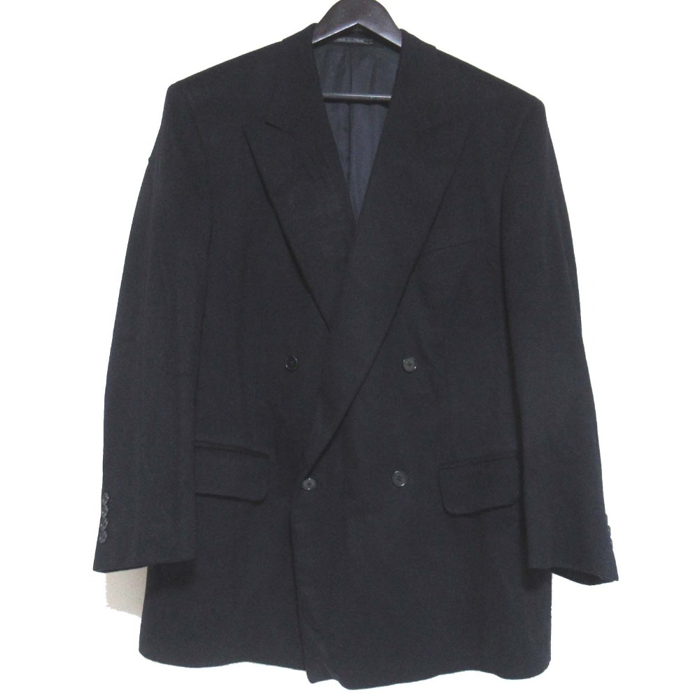 【中古】 dunhill ダンヒル カシミヤ100％ ダブルブレスト テーラードジャケット サイズ54 7R ダークネイビー メンズ Luxs ブランド古着のリュクス