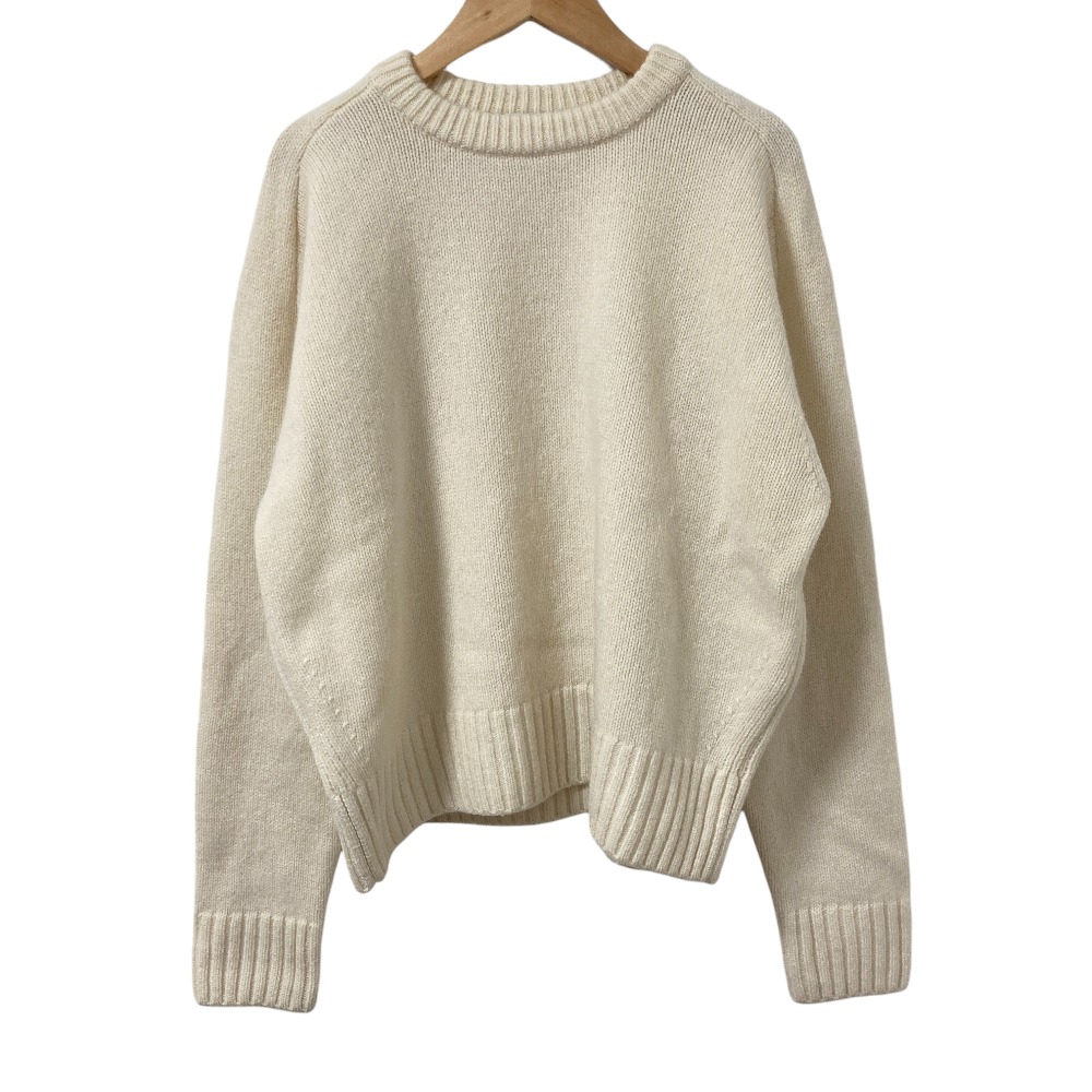 【中古】良品 23AW ATON エイトン ウール シルク カシミヤ クルーネック ニット セーター KRAGSW0920 サイズ2 アイボリー レディース Luxs ブランド古着のリュクス